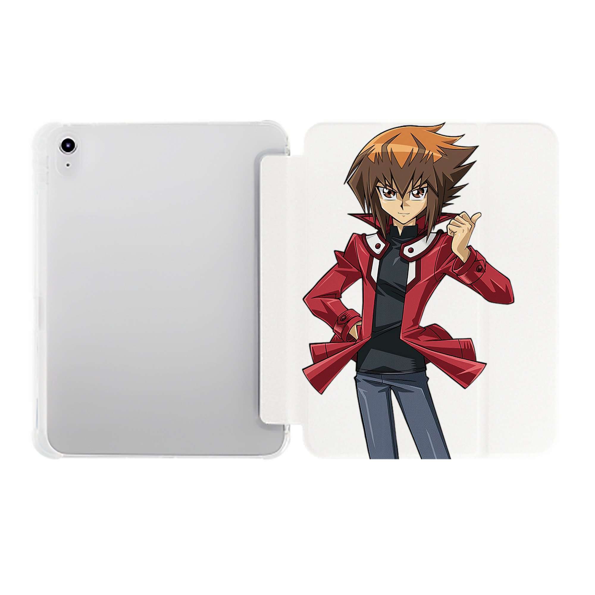 （画像用） 遊☆戯☆王 Yu-Gi-Oh! IPad ケース ペン収納付き 三つ折りスタンド PUレザー×シリコン 対応機種9.5/10.5/10.9インチ